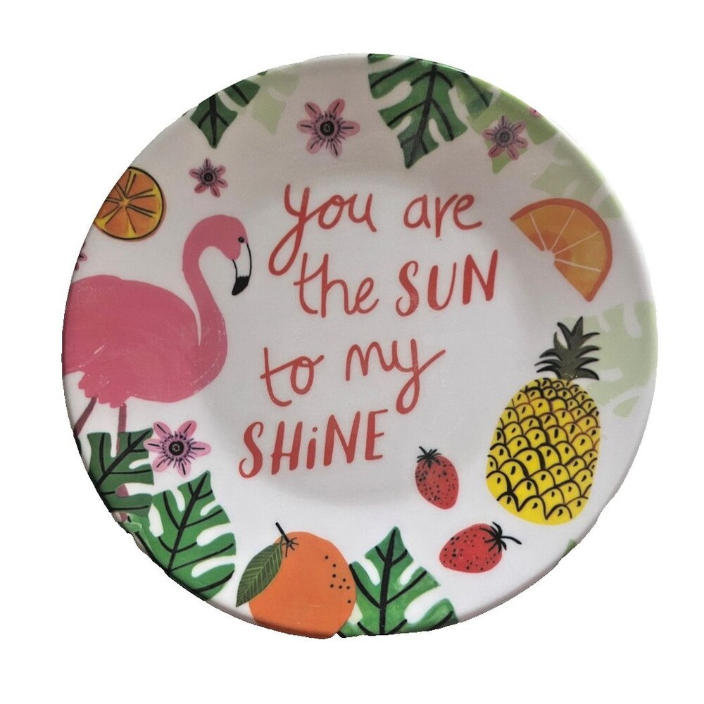 Flamingo Palm Melamine Appetizer Side Plates 6" Summer Beach House Set of 5